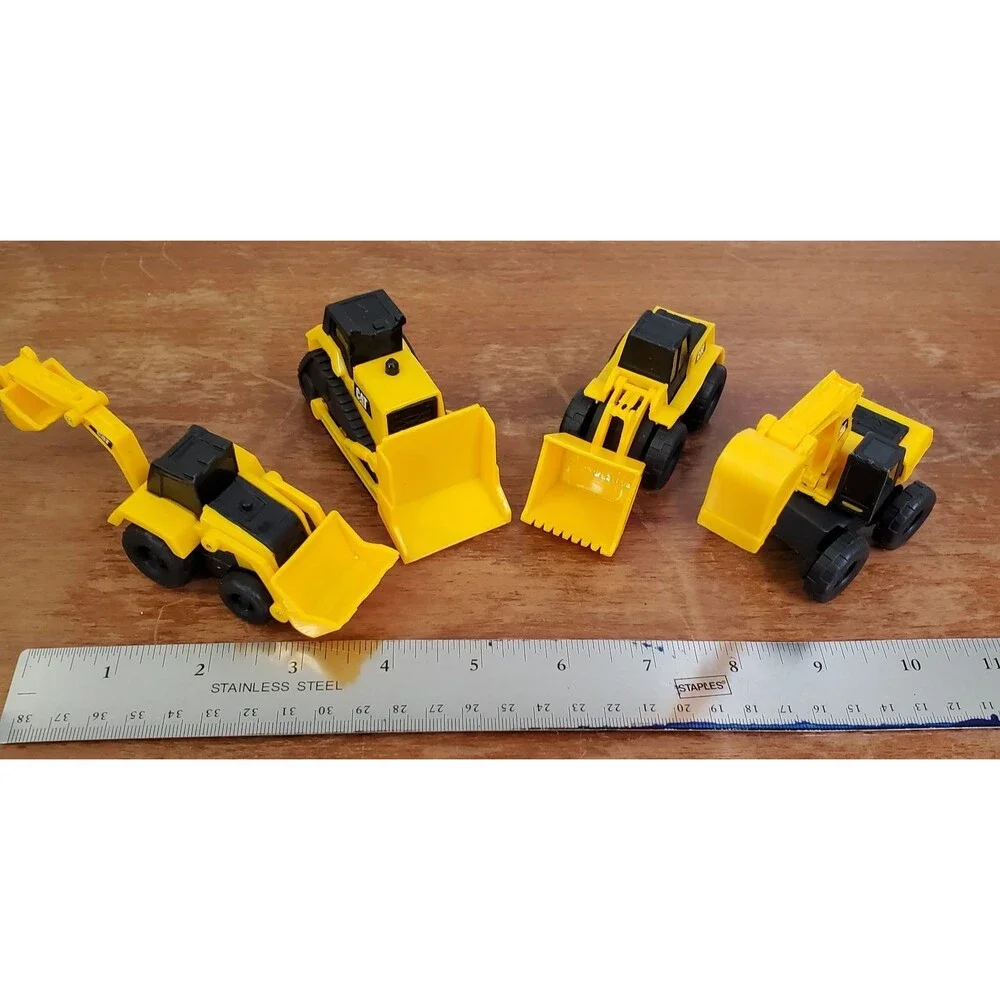 CAT Little Machines Toy Vehicle lot 4 Bulldoser Backhoe Digger Moving Parts 5